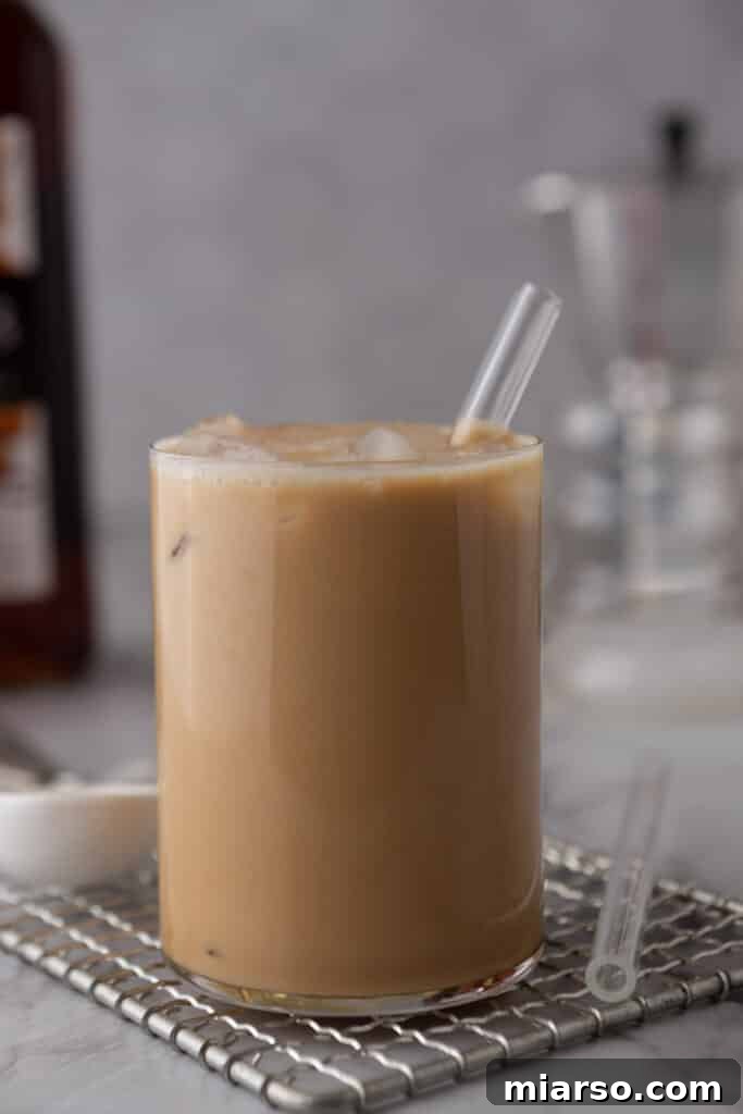 straight on shot of brown butter cookie latte drink