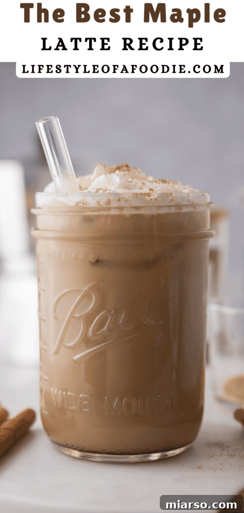 Maple latte recipe pin image