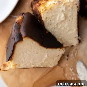 6-inch burnt basque cheesecake slices on parchment paper