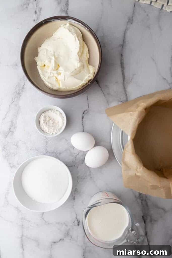 Ingredients for the 6-inch Burnt Basque Cheesecake recipe laid out