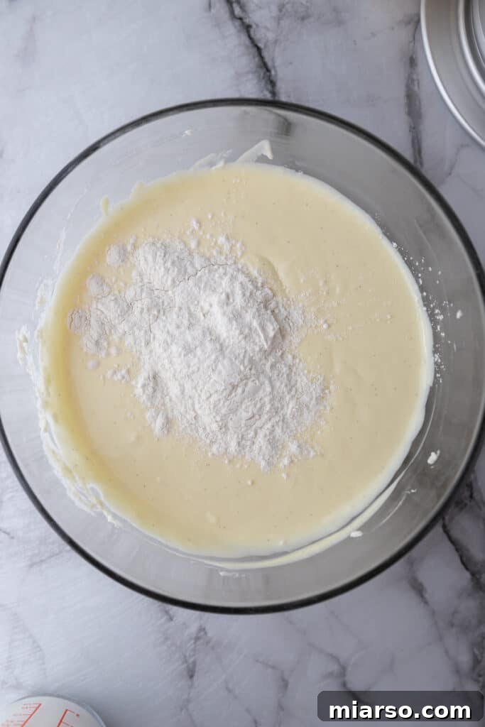 Mixing bowl with initial ingredients for the cheesecake batter
