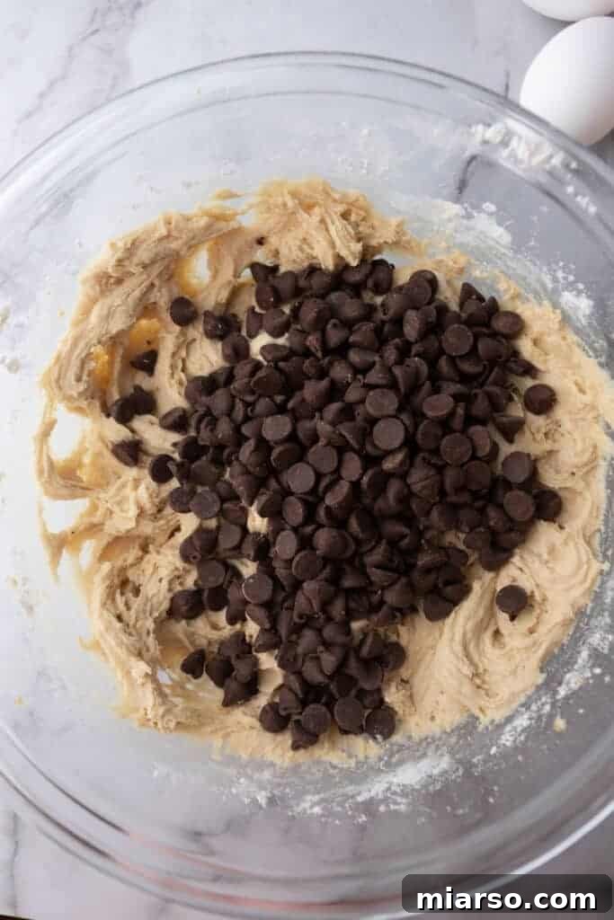 dough ingredients in a bowl with chocolate