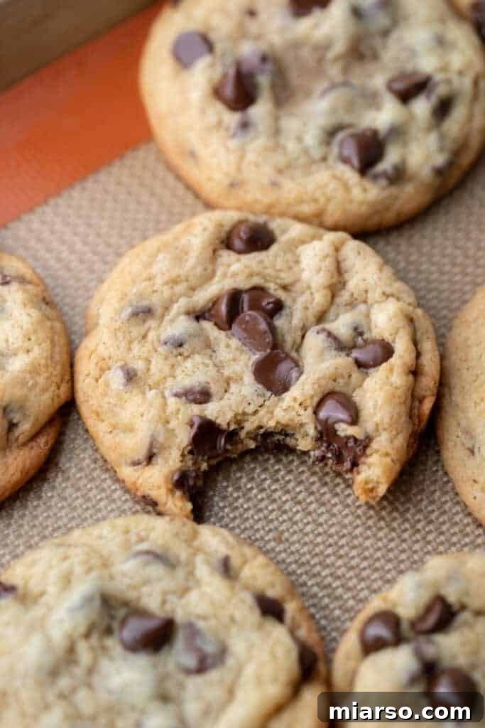 fully baked sourdough chocolate chip cookies on a pan