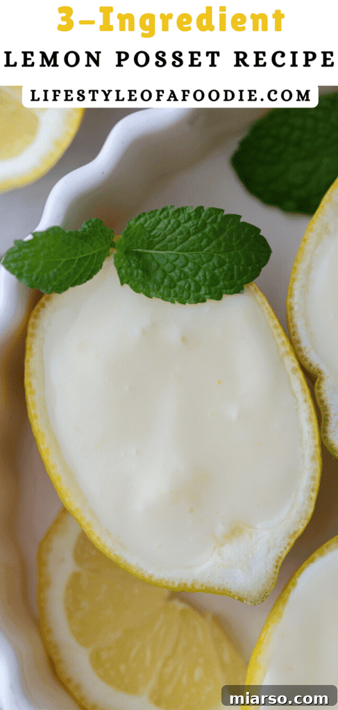 Another Pinterest pin featuring the refreshing lemon posset dessert.