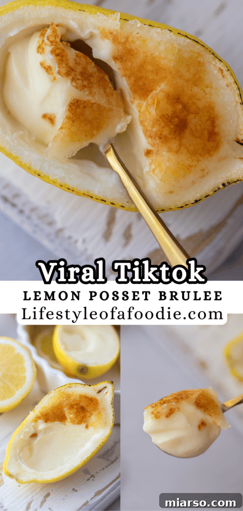 A Pinterest pin for an easy lemon posset recipe, perfect for sharing.