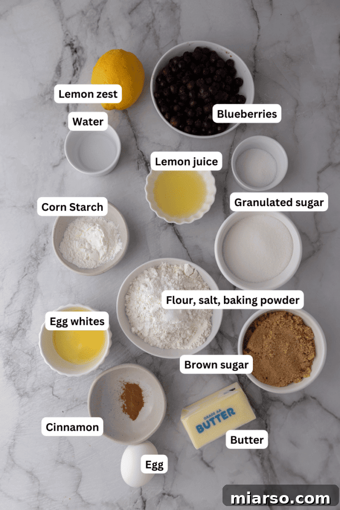 Ingredients for Easy Blueberry Blondies Recipe