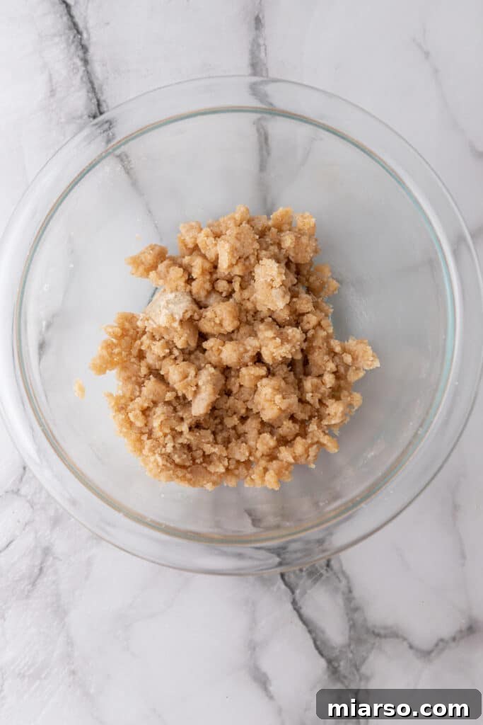 Dry ingredients for streusel topping in a bowl