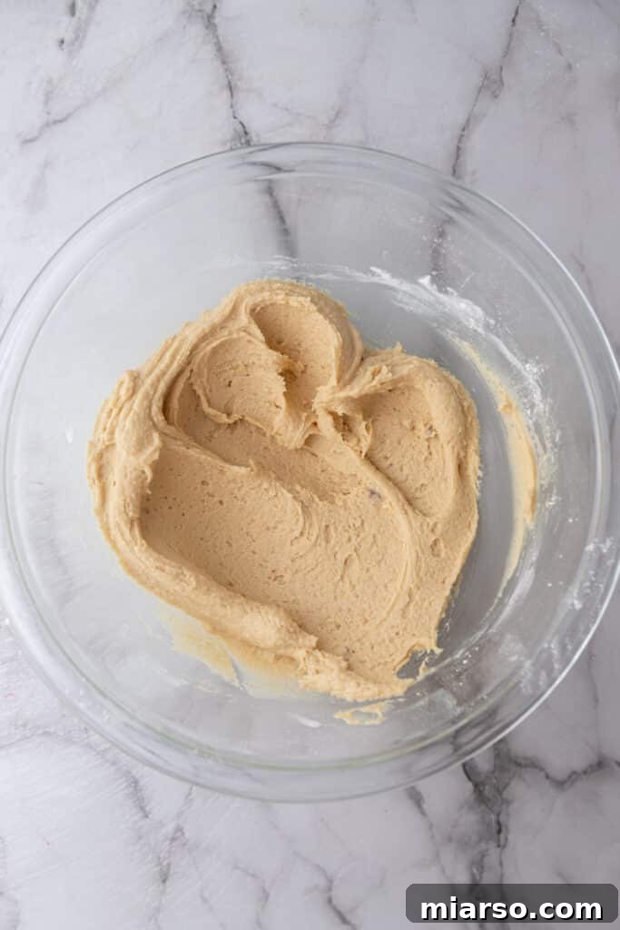 Mixed blondie dough ingredients in a bowl