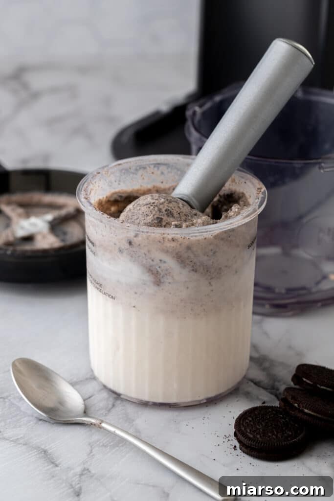 ninja creami cookies and cream recipe getting scooped 