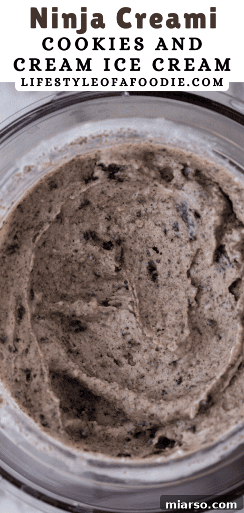 pinterest pin of the Ninja Creami Cookies and Cream recipe