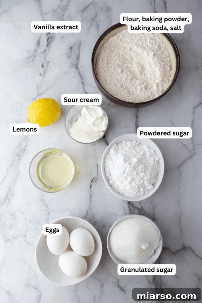 Various ingredients laid out for the whole lemon blender cake recipe