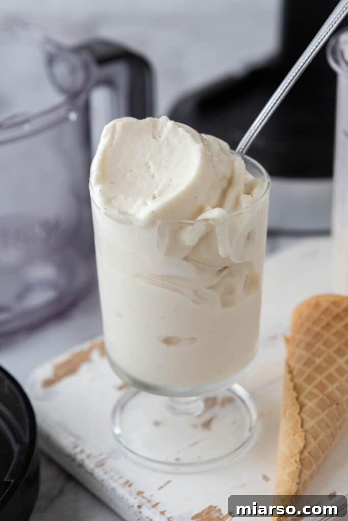 Creamy Ninja Creami frozen yogurt served in a glass cup, ready to be enjoyed.