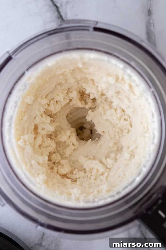 Processed Ninja Creami frozen yogurt, showcasing the initial crumbly texture before re-spinning.