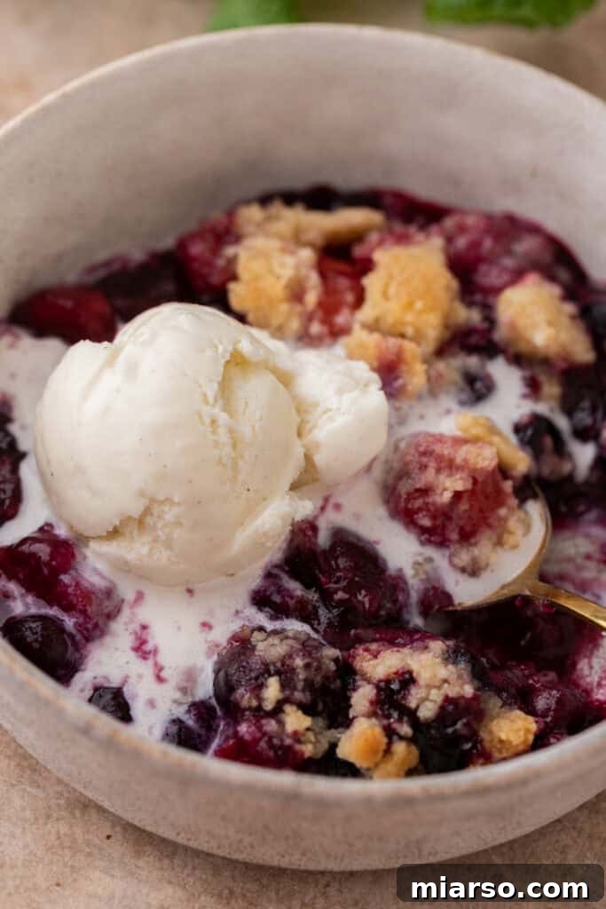baked mixed fruit dessert in a bowl