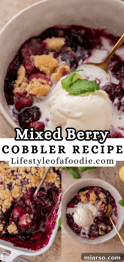mixed berry cobbler recipe pinterest pin