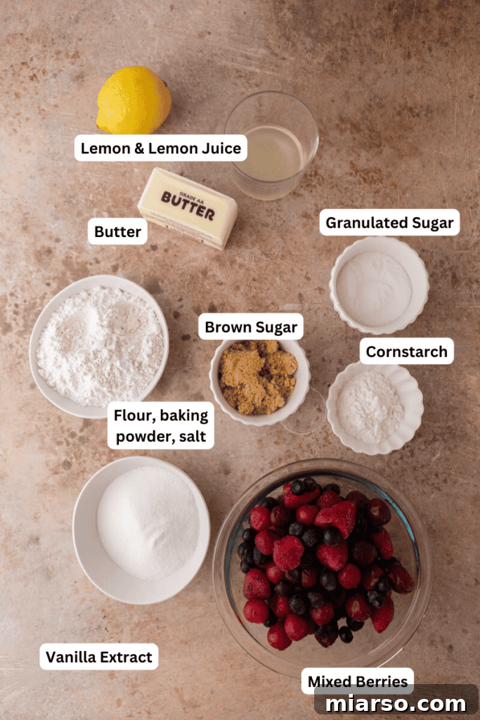 mixed berry cobbler recipe ingredients