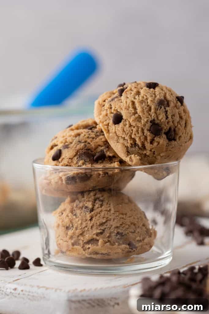 Perfect No Bake Chocolate Chip Cookie Dough 12 Straight on shot of edible chocolate chip cookie dough recipe