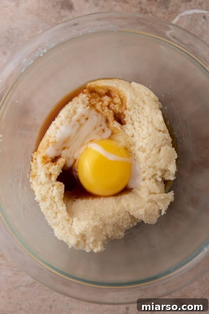 Unmixed almond frangipane ingredients in a bowl