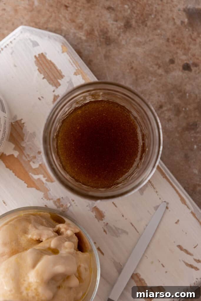 overhead shot of the viral olive oil caramel recipe
