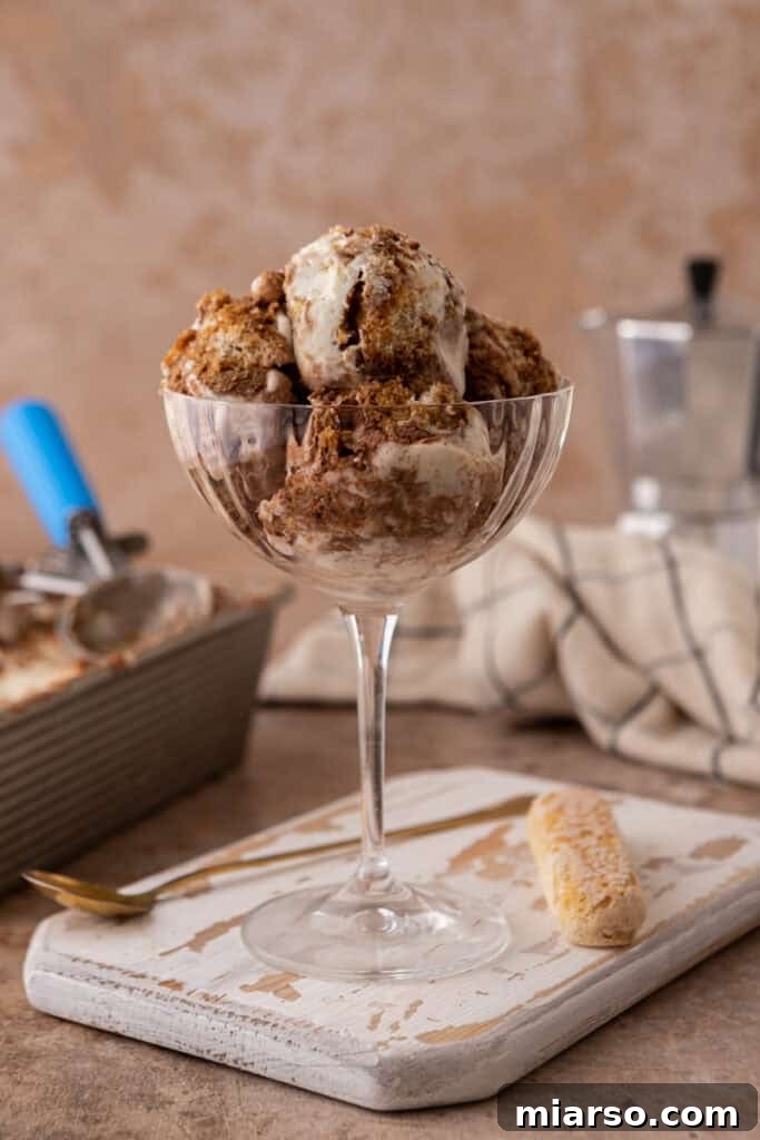 Effortless No-Churn Tiramisu Ice Cream 13 no churn tiramisu ice cream in a glass