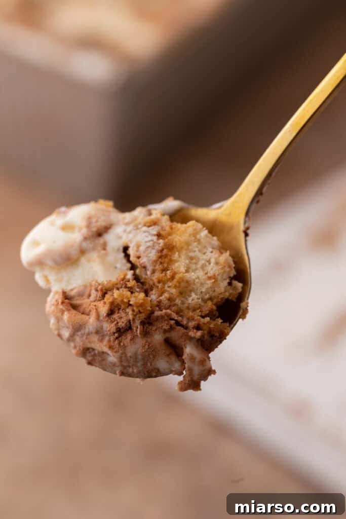 Effortless No-Churn Tiramisu Ice Cream 14 no churn tiramisu ice cream on a spoon