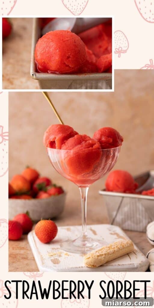 Vibrant and refreshing Strawberry Sorbet, perfect for a summer dessert.