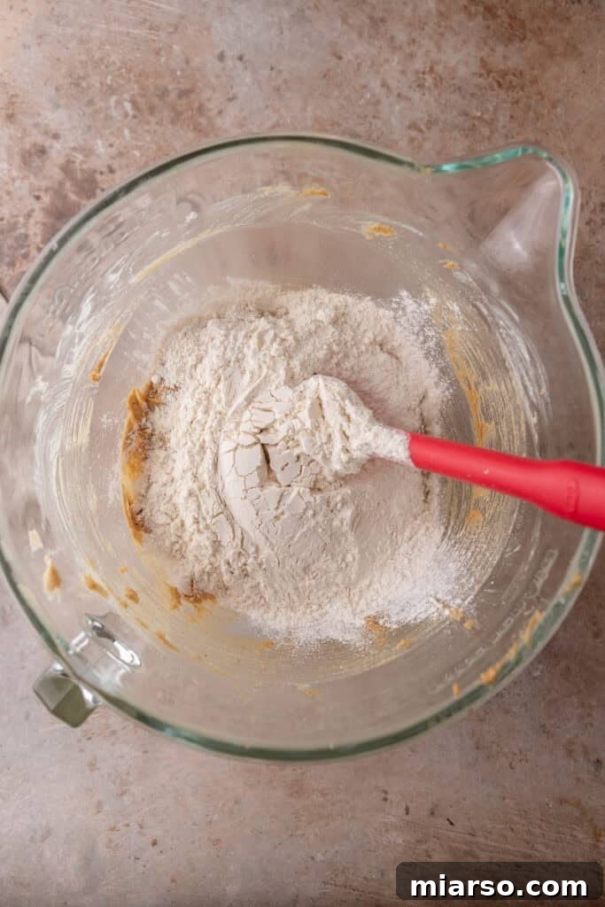 Dry ingredients into the wet ingredients