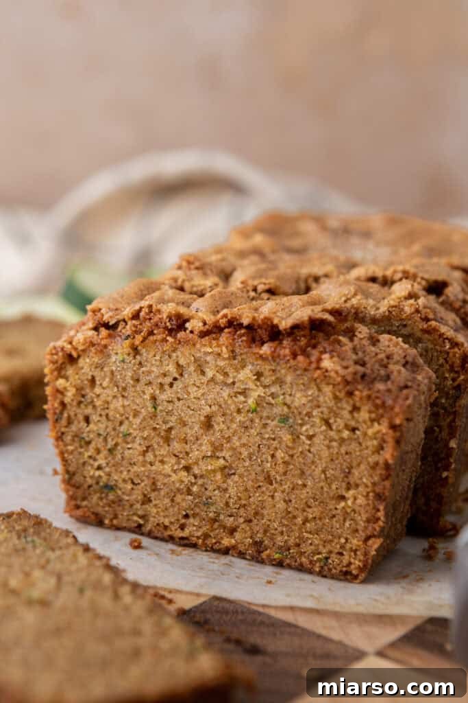 side shot of the zucchini bread recipe