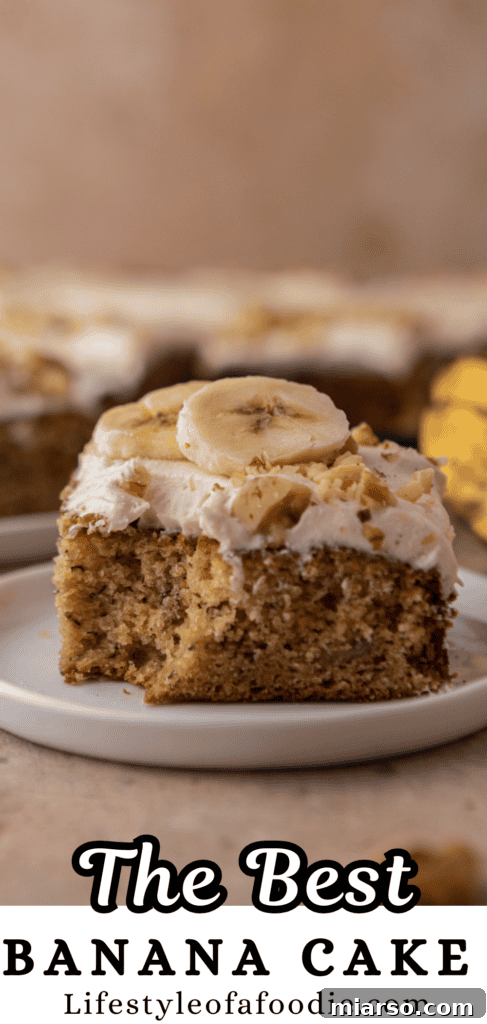 Simply Irresistible Banana Cake 20 Close-up of a slice of banana cake with cream cheese frosting