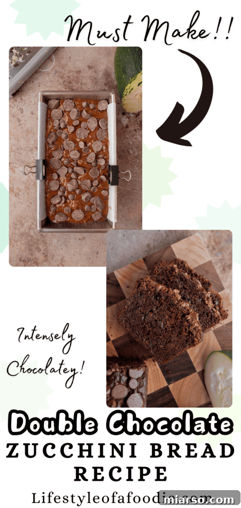 Decadent Double Chocolate Zucchini Loaf 18 A third Pinterest pin design for Double Chocolate Zucchini Bread, with a rustic and inviting appeal
