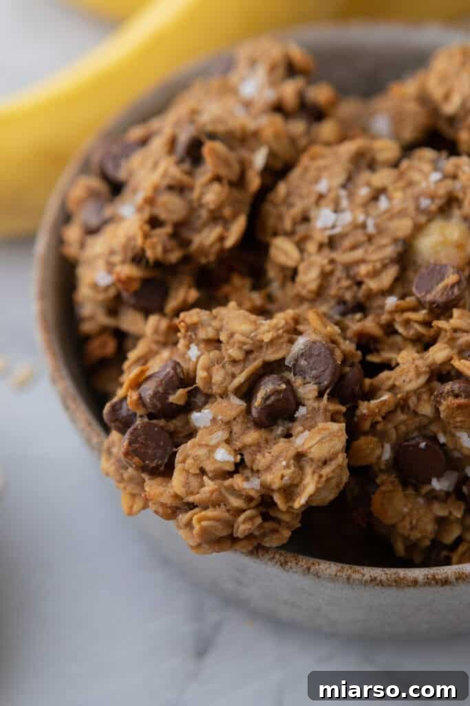 Wholesome Banana Oat Cookies 4 Healthy Oatmeal Banana Cookie dough being mixed in a bowl