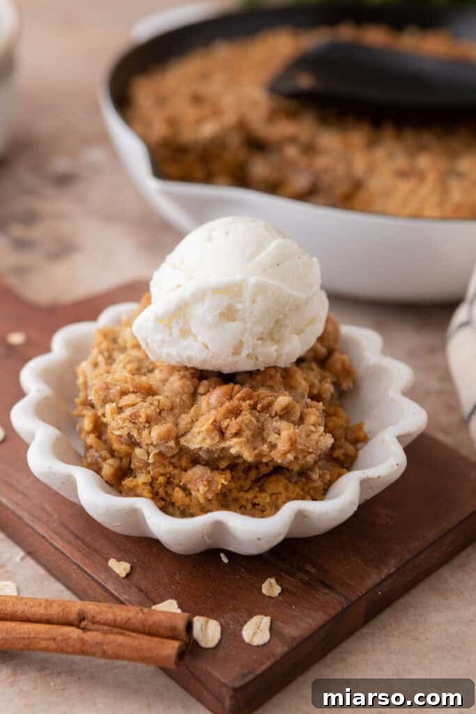 pumpkin crisp recipe on a plate
