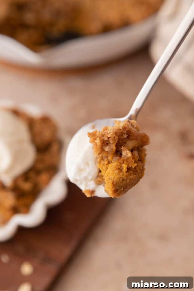 pumpkin crisp on a spoon