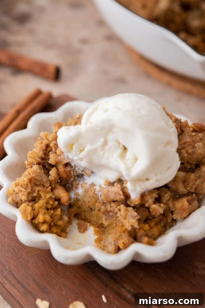 close up shot of the pumpkin crisp recipe