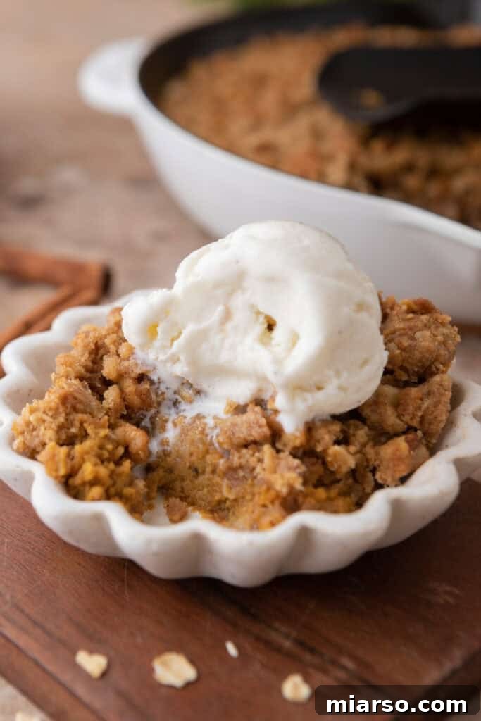 zoomed out shot of the pumpkin crisp recipe