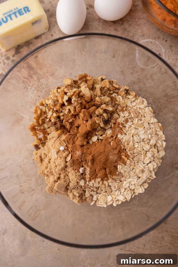 unmixed topping ingredients in a bowl