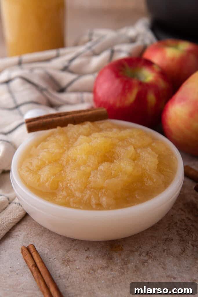Effortless Instant Pot Applesauce Perfection 4 instant pot apple sauce in a dish, showing its smooth consistency