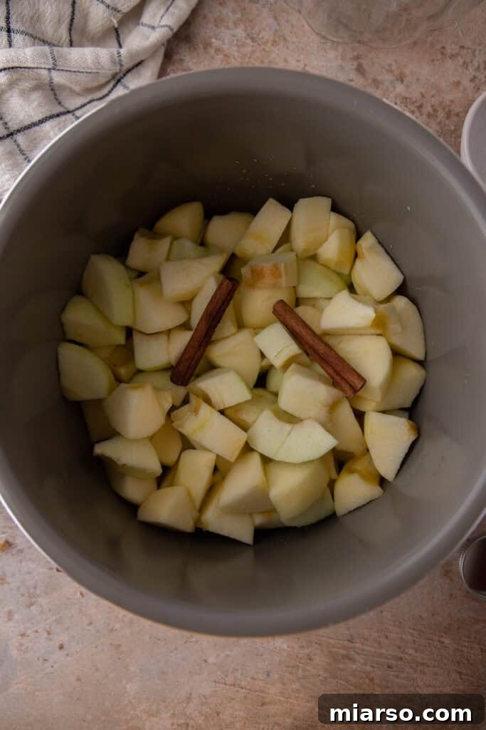 Effortless Instant Pot Applesauce Perfection 5 raw fruit cooking in instant pot