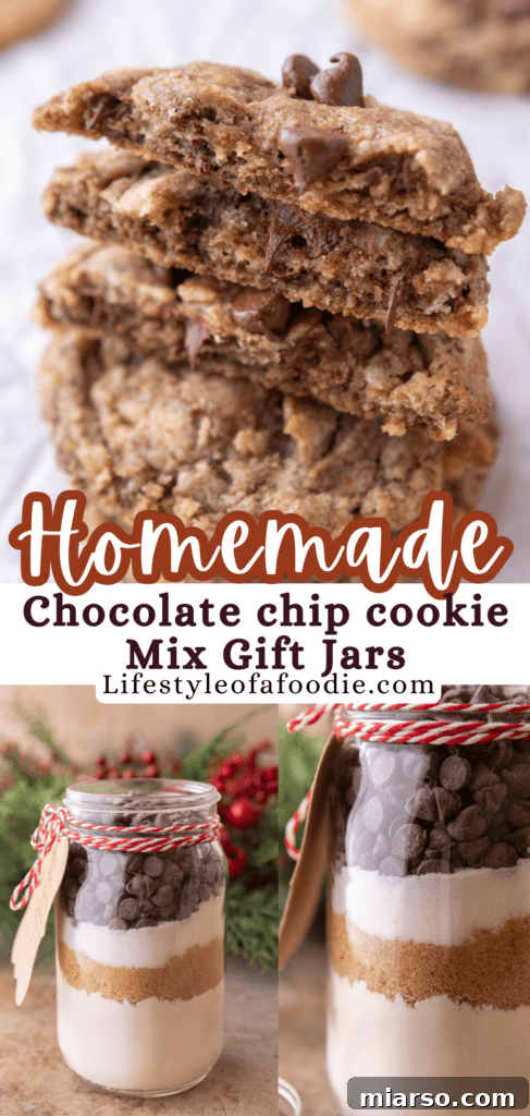 Chocolate Chip Cookie Mix in a Jar pinterest pin for easy sharing