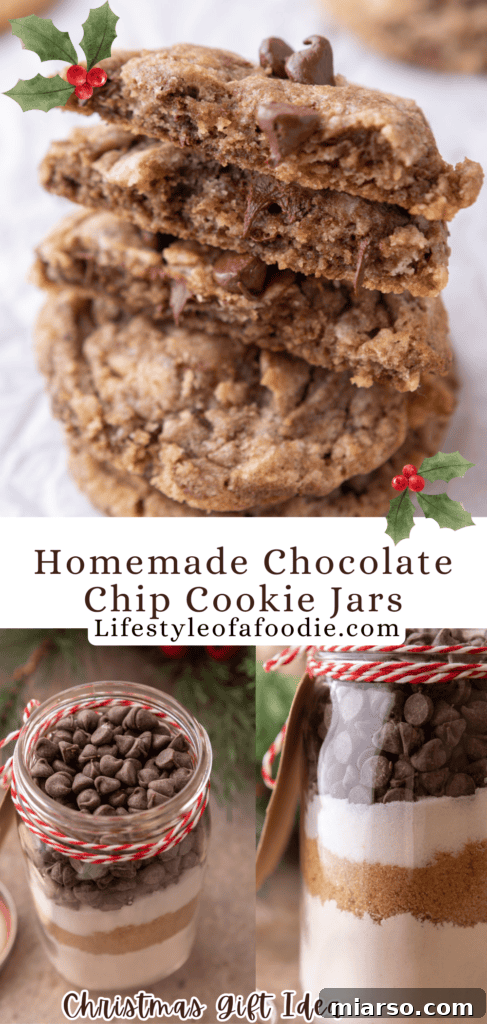 Another Pinterest pin for the Chocolate Chip Cookie Mix in a Jar recipe