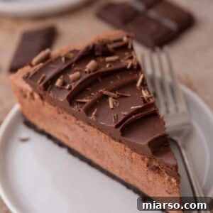 a slice of the no bake chocolate cheesecake recipe