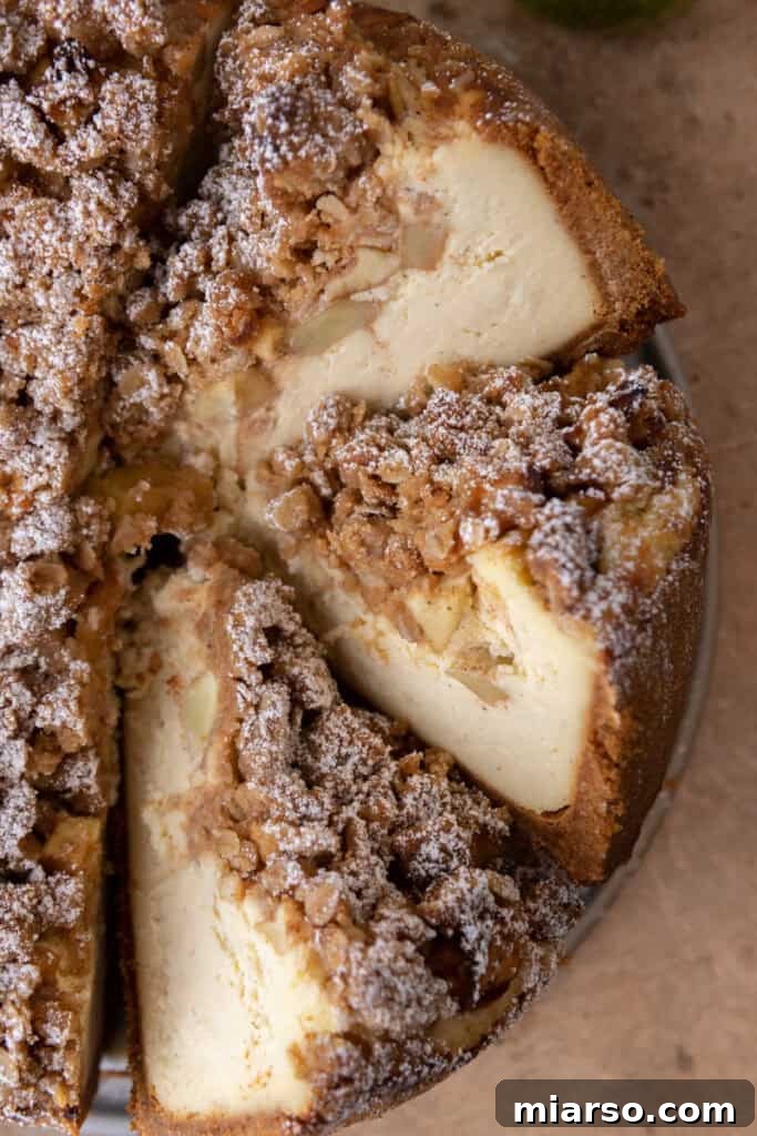 overhead view of the apple crisp cheesecake recipe