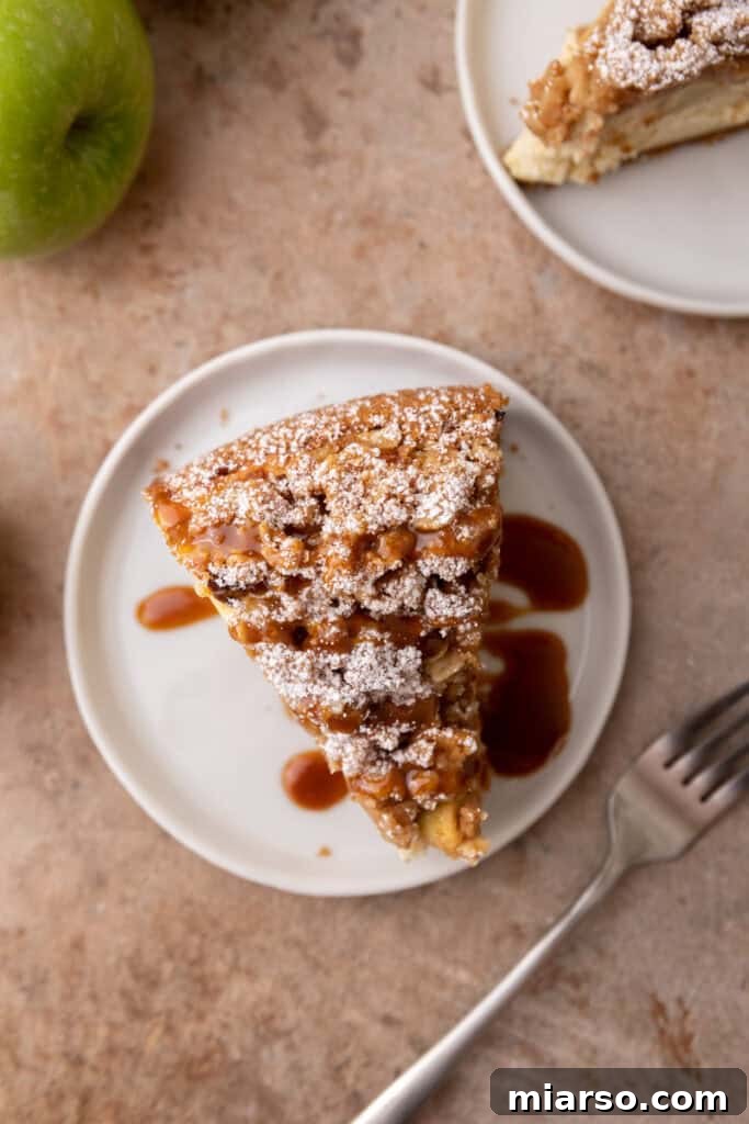 overhead view of the apple crisp cheesecake recipe