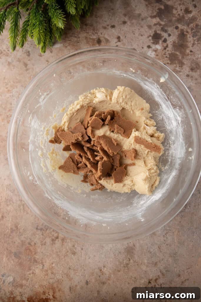 filling ingredients being mixed into the dough