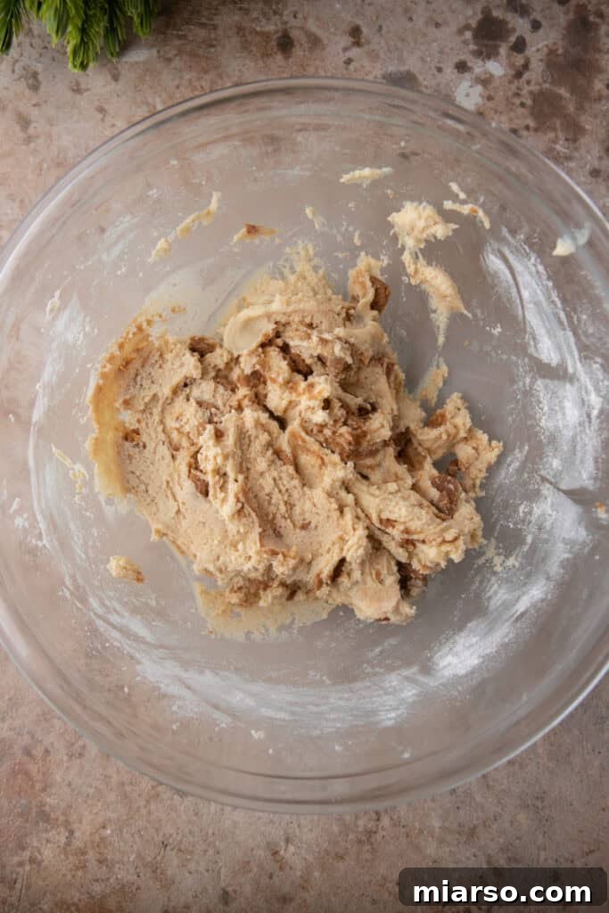 filling ingredients mixed into the dough