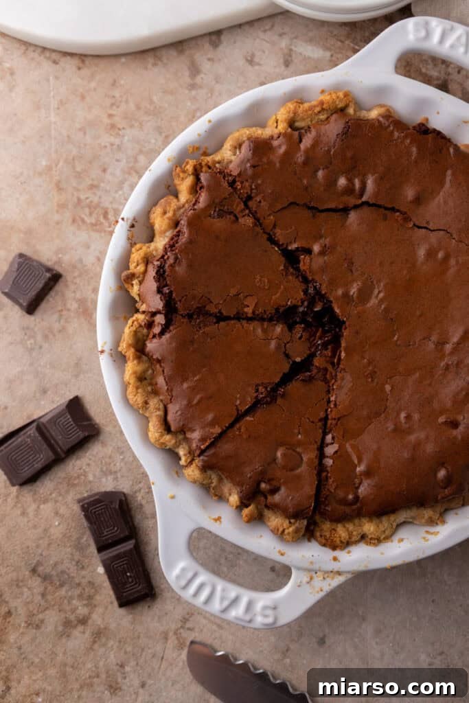 Ultimate Fudgy Brownie Pie 13 overhead shot of the brownie pie recipe