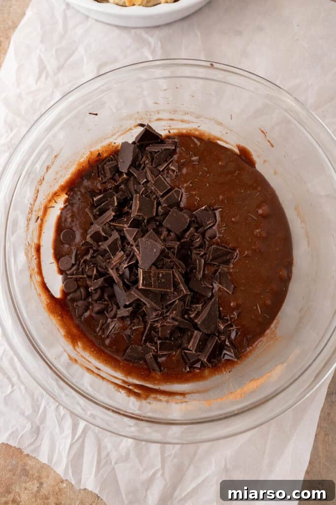 Ultimate Fudgy Brownie Pie 8 mixed ingredients in a bowl