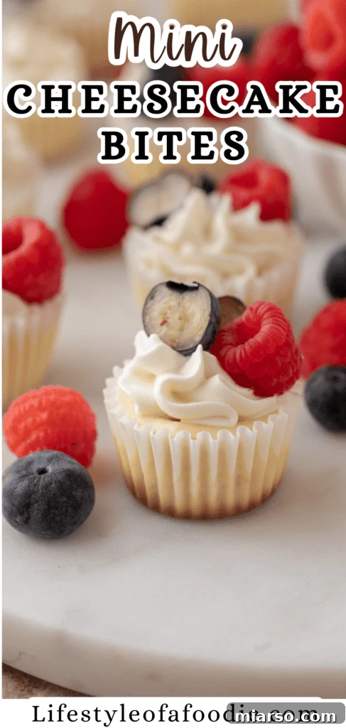 Nilla Wafer Mini Cheesecake Perfection 17 Another Pinterest pin image for Mini Cheesecakes with Nilla Wafers, highlighting the creamy texture.