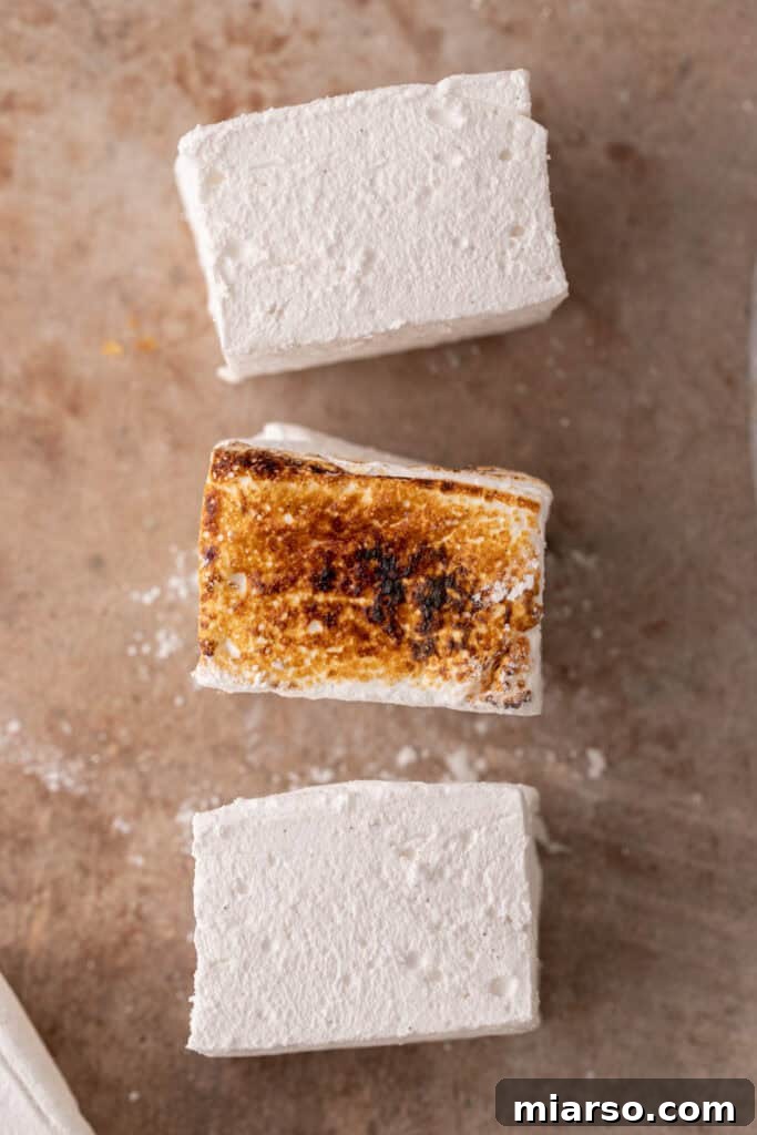 homemade marshmallows overhead shot, perfectly cut squares