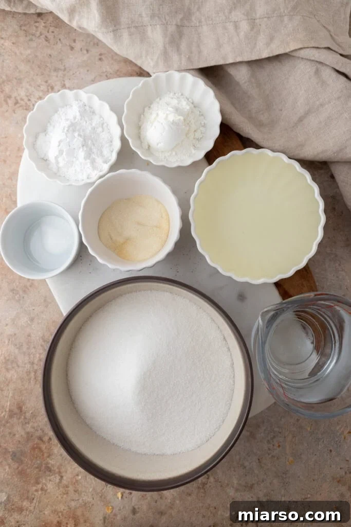 homemade marshmallows ingredients laid out on a table